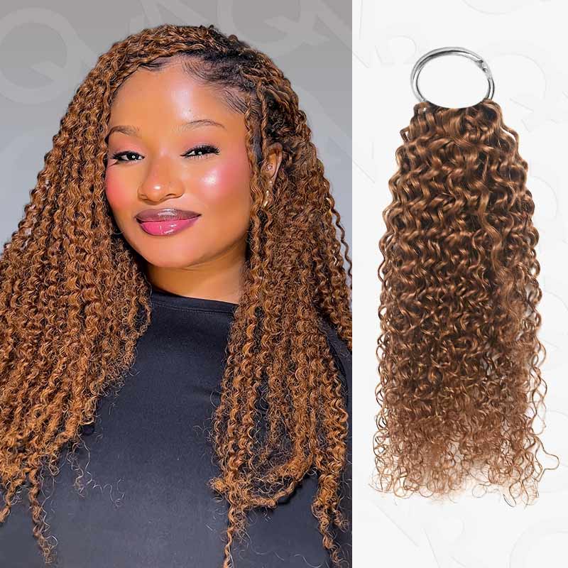 QVR Dark Brown #4 Crochet Hair Small Kinky Curly Machine Made Feather Human Hair Extension - Image 12