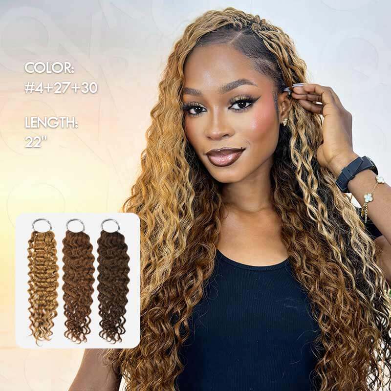 QVR Highlight Crochet Hair Water Wave #4+#30+#27 Machine Made Feather Human Hair Extension - Image 4