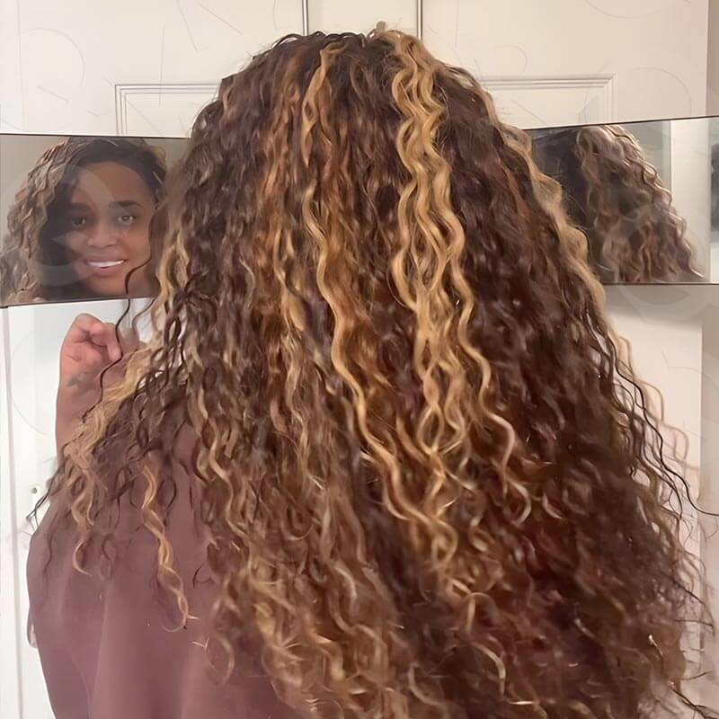 QVR Highlight Crochet Hair Water Wave #4+#30+#27 Machine Made Feather Human Hair Extension - Image 6