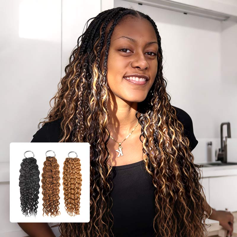 QVR Highlight Crochet Hair Water Wave #4+#30+#27 Machine Made Feather Human Hair Extension - Image 7