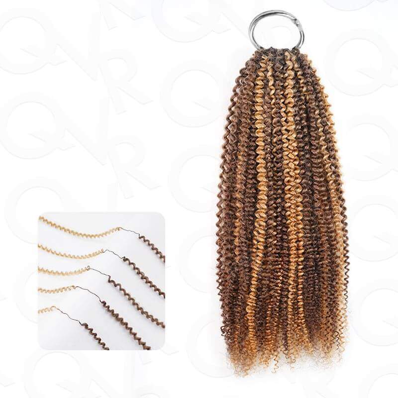 QVR Invisible Afro Kinky Curly Feather Crochet Hair Highlight #P6/24 Machine Made Human Hair Extensions - Image 7