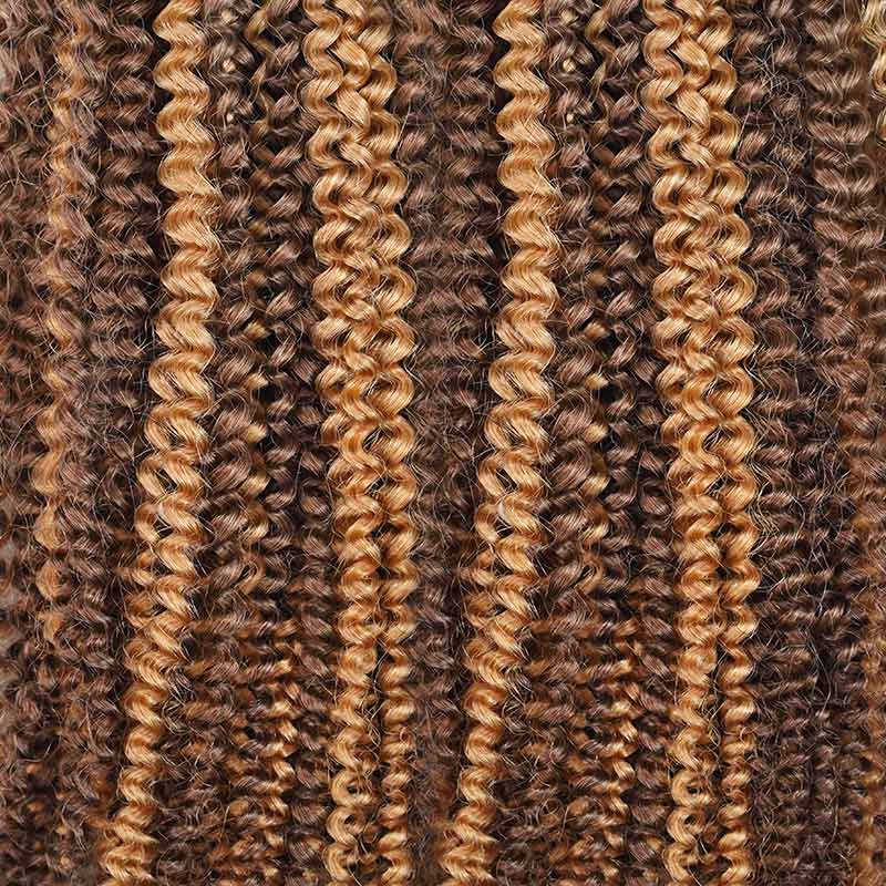 QVR Invisible Afro Kinky Curly Feather Crochet Hair Highlight #P6/24 Machine Made Human Hair Extensions - Image 8