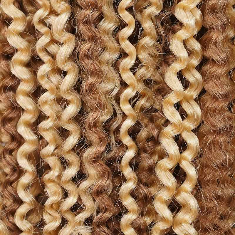 QVR Invisible Afro Kinky Curly Feather Crochet Hair Highlight #P6/24 Machine Made Human Hair Extensions - Image 3