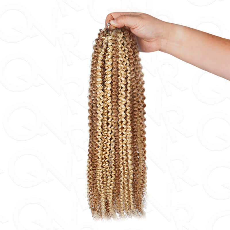 QVR Invisible Afro Kinky Curly Feather Crochet Hair Highlight #P6/24 Machine Made Human Hair Extensions - Image 4