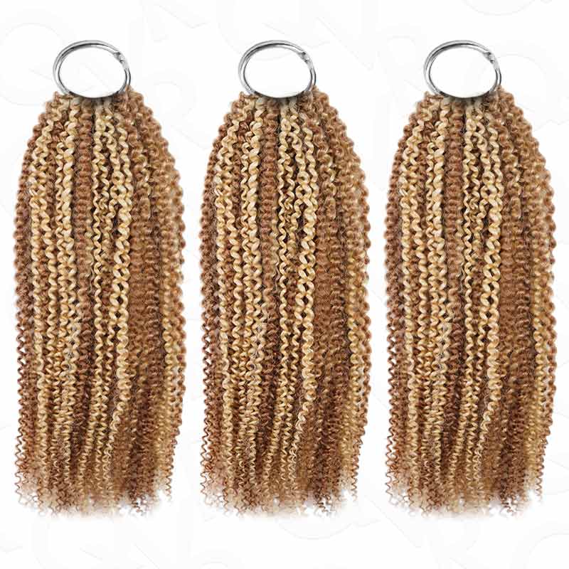QVR Invisible Afro Kinky Curly Feather Crochet Hair Highlight #P6/24 Machine Made Human Hair Extensions - Image 6
