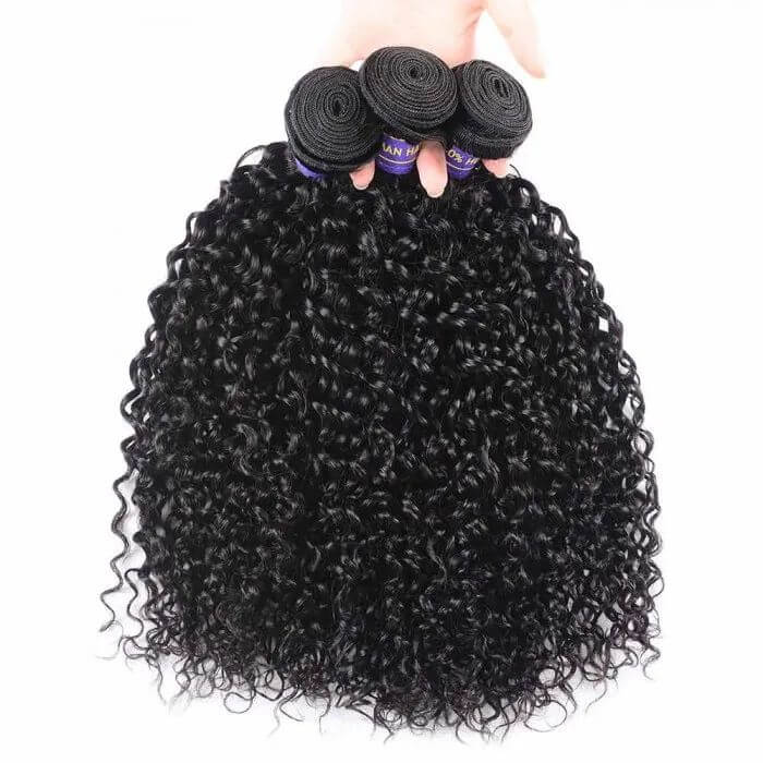 QVR Jerry Curly Human Hair Weaves 3 Bundles - Image 3
