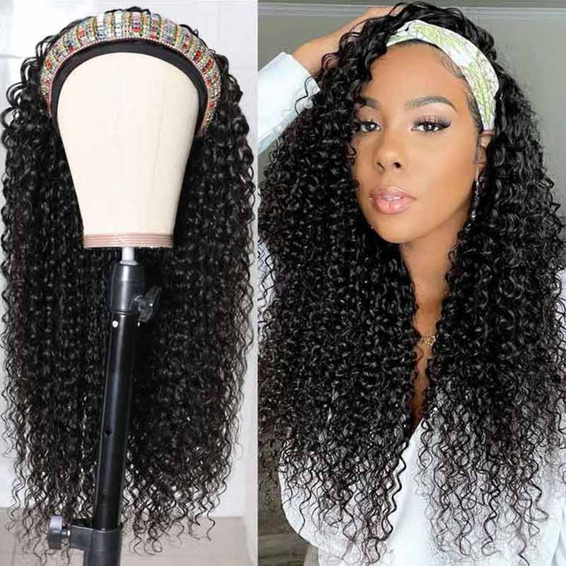 QVR Kinky Curly Wig Headband Wig Glueless Wig Human Hair Wigs Natural Looking - Image 3
