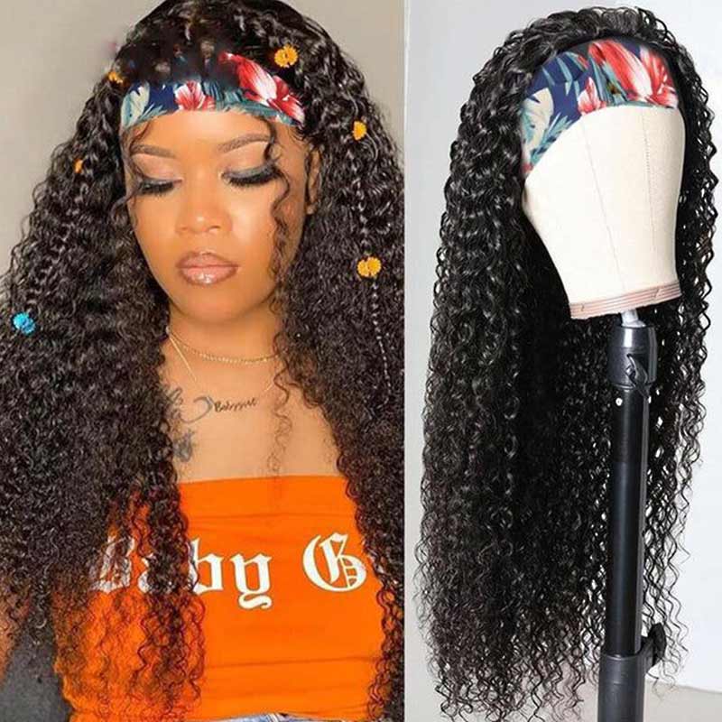 QVR Kinky Curly Wig Headband Wig Glueless Wig Human Hair Wigs Natural Looking - Image 4