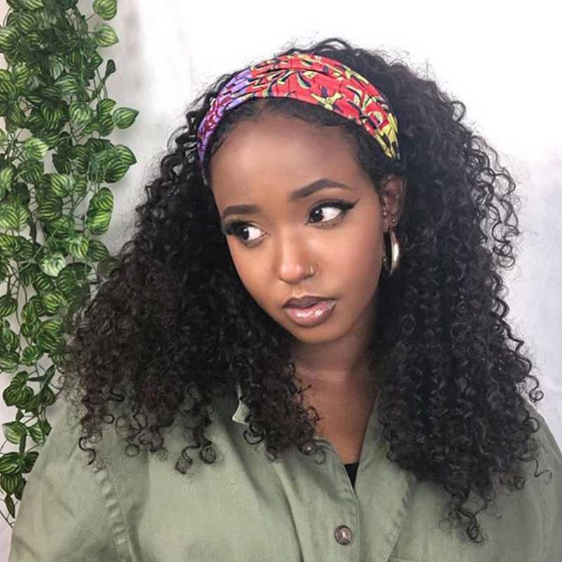 QVR Kinky Curly Wig Headband Wig Glueless Wig Human Hair Wigs Natural Looking - Image 9