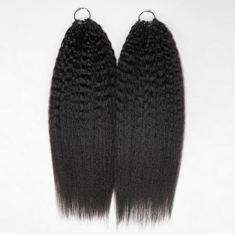 QVR Kinky Straight Crochet Hair Natural Black Machine Made Feather Human Hair Extension - Image 13