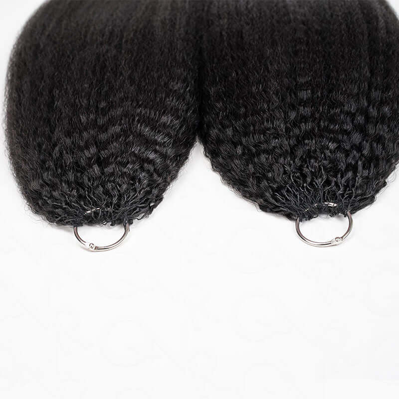 QVR Kinky Straight Crochet Hair Natural Black Machine Made Feather Human Hair Extension - Image 14