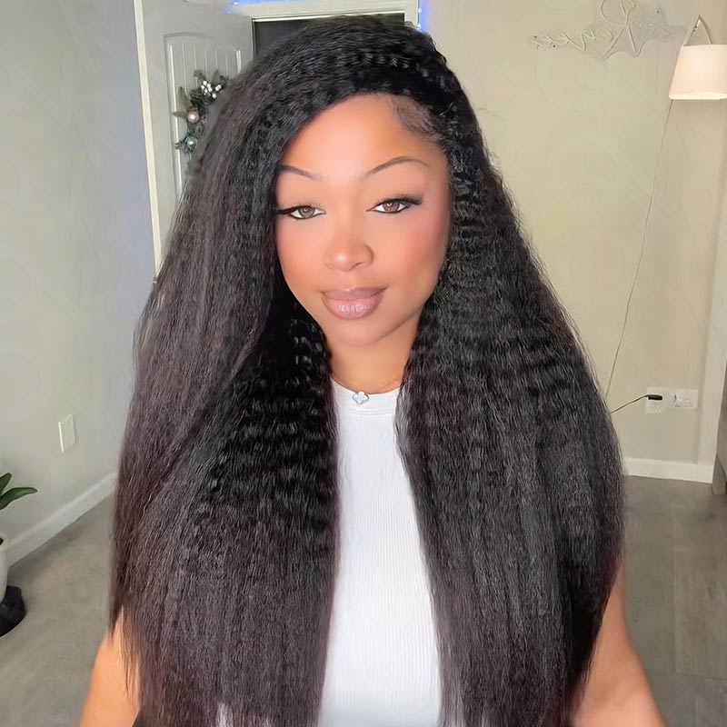 QVR Kinky Straight Crochet Hair Natural Black Machine Made Feather Human Hair Extension - Image 3