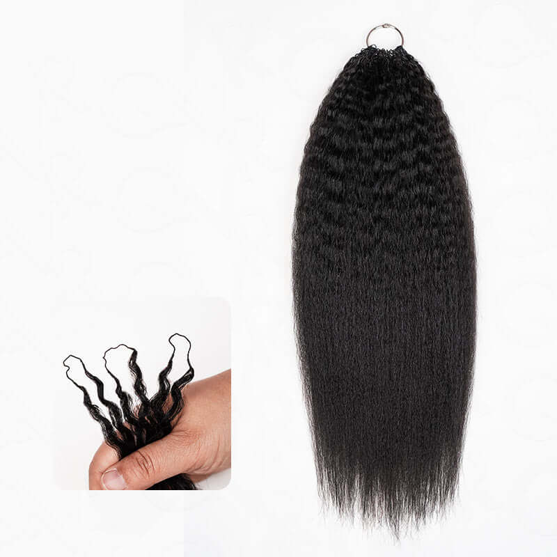 QVR Kinky Straight Crochet Hair Natural Black Machine Made Feather Human Hair Extension - Image 5