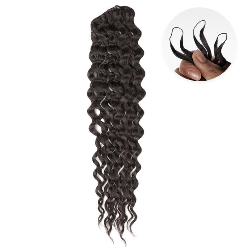 QVR Lightweight Natural Black Water Wave Crochet Braid Human Hair Extensions - Image 3