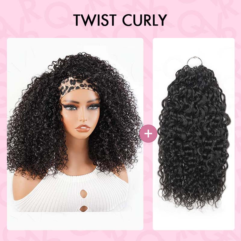 QVR Glueless Twist Curly Half Wig 250% Density Human Hair Wig Wear Go Flip Over Wig - Image 20