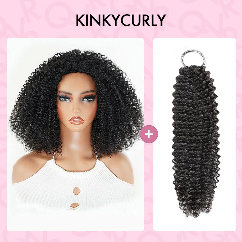 QVR Glueless Twist Curly Half Wig 250% Density Human Hair Wig Wear Go Flip Over Wig - Image 24