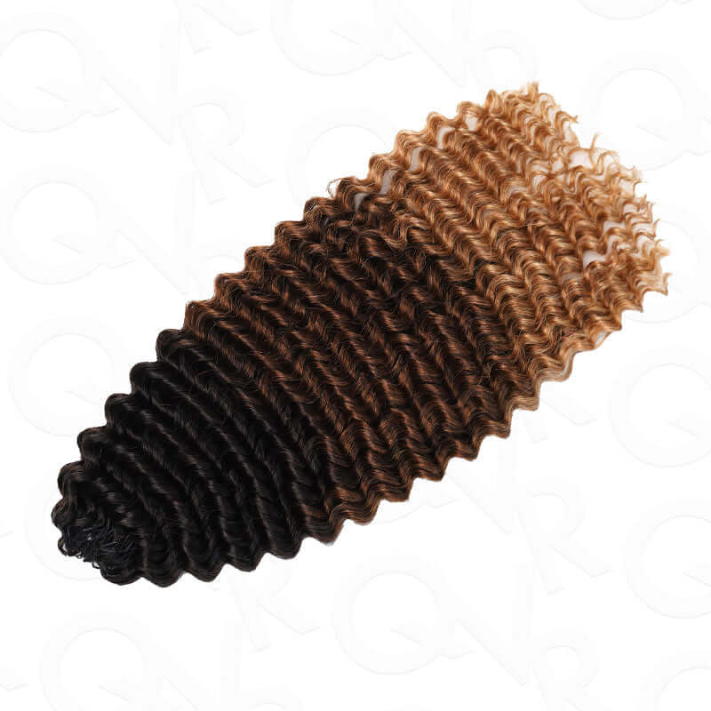 QVR Ombre #T1B/30/27 Small Kinky Curly Machine Made Feather Crochet Human Hair Extensions - Image 16