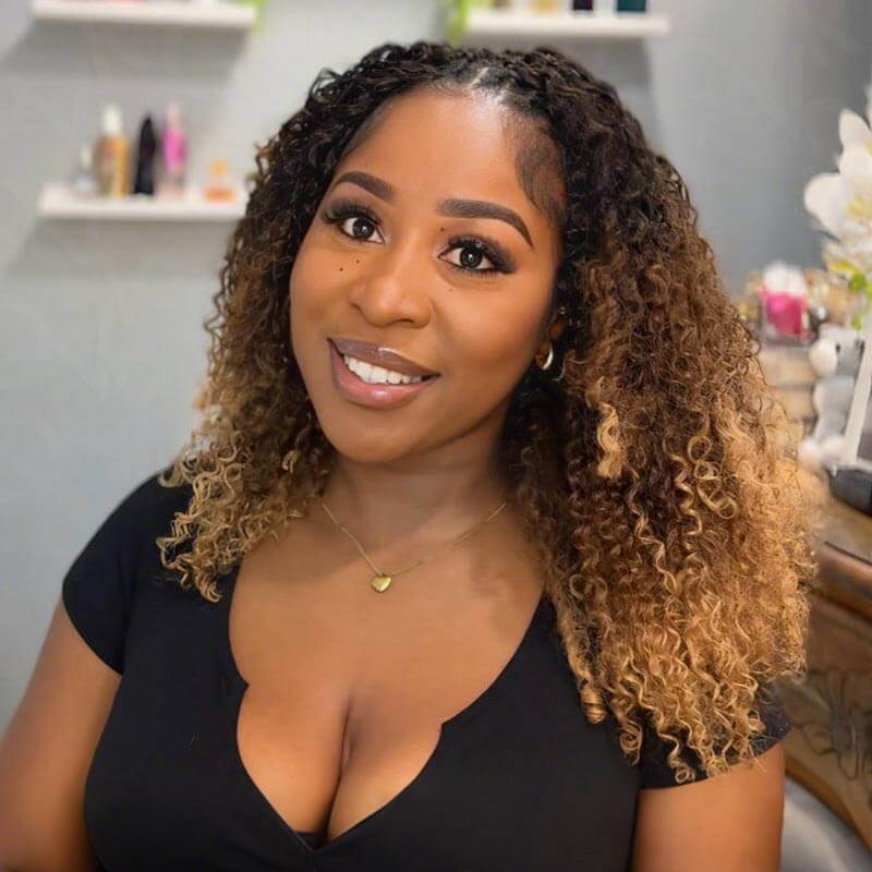 QVR Ombre #T1B/30/27 Small Kinky Curly Machine Made Feather Crochet Human Hair Extensions - Image 4