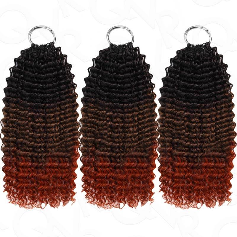 QVR Ombre #T1B/30/350 Small Kinky Curly Machine Made Feather Crochet Human Hair Extensions - Image 12