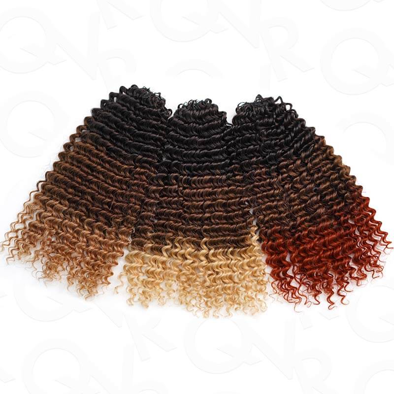 QVR Ombre #T1B/30/350 Small Kinky Curly Machine Made Feather Crochet Human Hair Extensions - Image 13