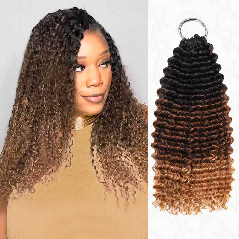 QVR Ombre #T1B/30/350 Small Kinky Curly Machine Made Feather Crochet Human Hair Extensions - Image 17