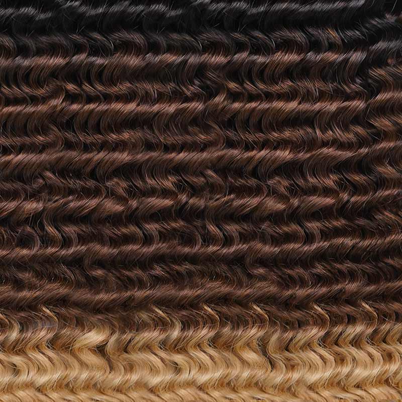 QVR Ombre #T1B/30/350 Small Kinky Curly Machine Made Feather Crochet Human Hair Extensions - Image 19