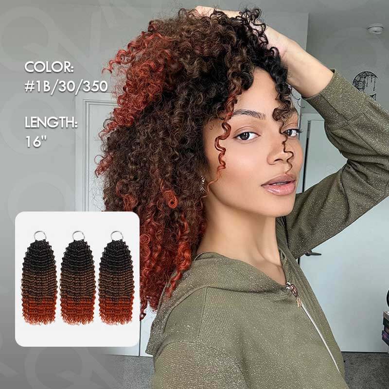 QVR Ombre #T1B/30/350 Small Kinky Curly Machine Made Feather Crochet Human Hair Extensions - Image 4