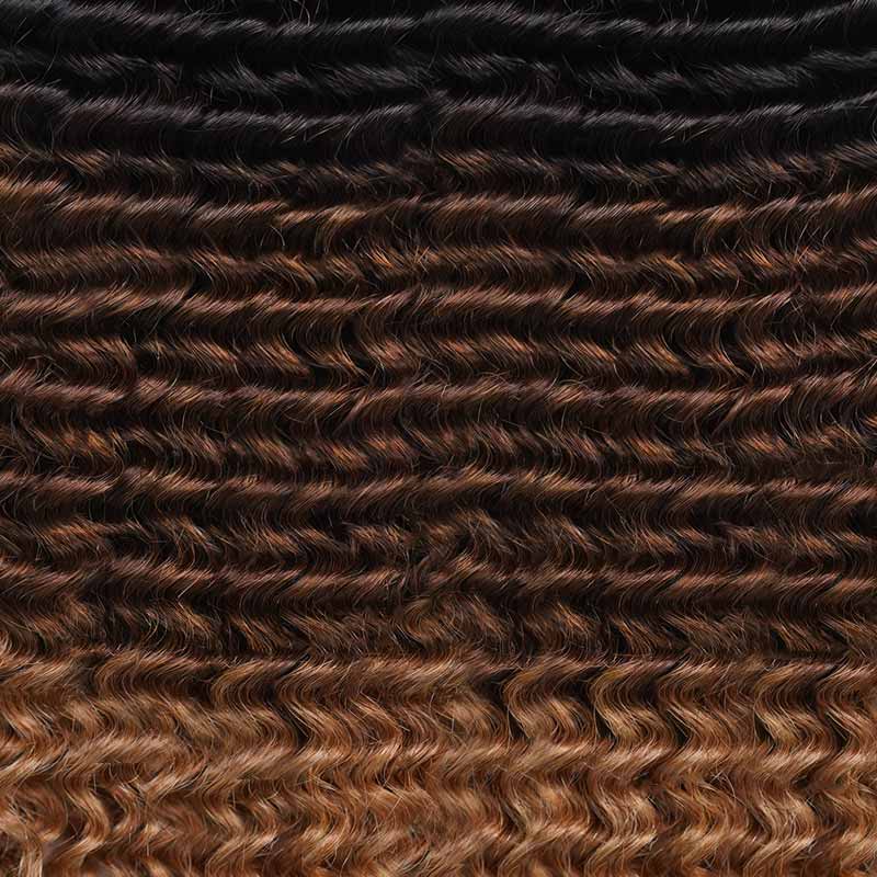 QVR Ombre #T1B/30/350 Small Kinky Curly Machine Made Feather Crochet Human Hair Extensions - Image 14