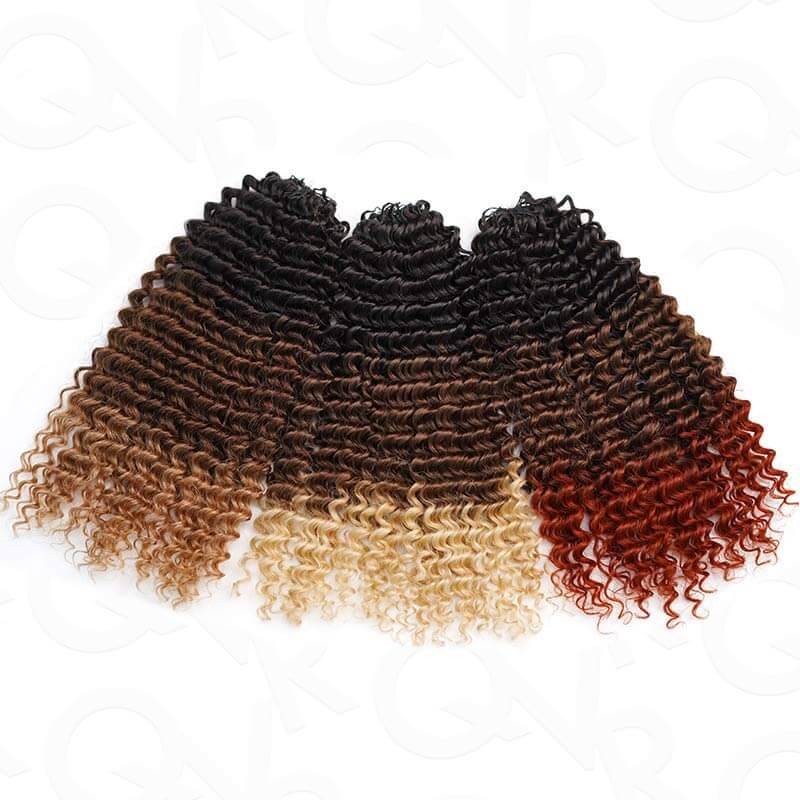 QVR Ombre #T1B/30/27 Small Kinky Curly Machine Made Feather Crochet Human Hair Extensions - Image 9