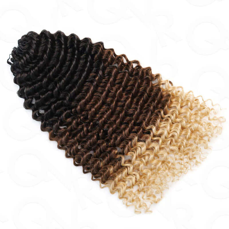 QVR Ombre #T1B/30/613 Small Kinky Curly Machine Made Feather Crochet Human Hair Extensions - Image 6