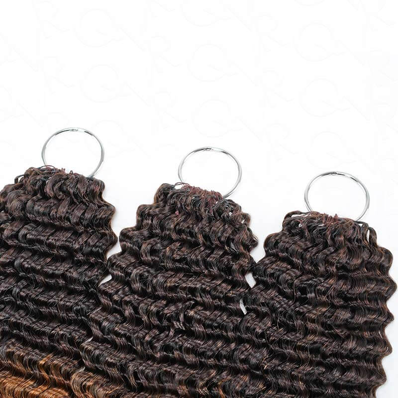 QVR Ombre #T4/30 Human Crochet Hair Small Kinky Curly Machine Made Feather Crochet Hairstyle - Image 17