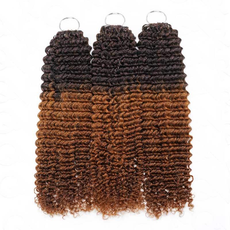 QVR Ombre #T4/30 Human Crochet Hair Small Kinky Curly Machine Made Feather Crochet Hairstyle - Image 8