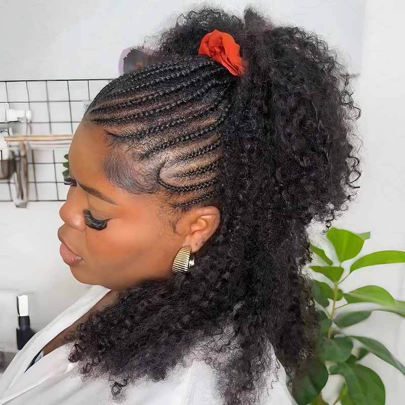 QVR Afro Kinky Curly Crochet Hair Machine Made Natural Black Feather Human Hair Extension - Image 3