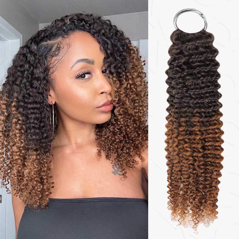 B3G1|Ombre #T1B/30 Small Kinky Curly Feather Crochet Human Hair - Image 12