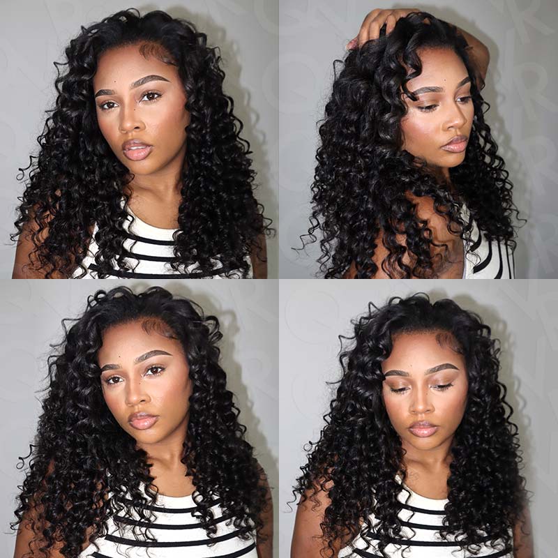 QVR Deep Wave Crochet Hair Natural Black Machine Made Feather Human Hair Extension - Image 3