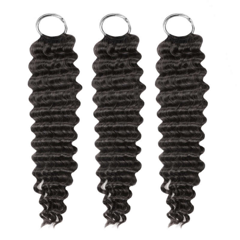 QVR Deep Wave Crochet Hair Natural Black Machine Made Feather Human Hair Extension - Image 9