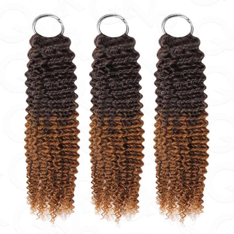 QVR #T2/30 Crochet Hair Small Kinky Curly Machine Made Feather Human Hair Extension - Image 11