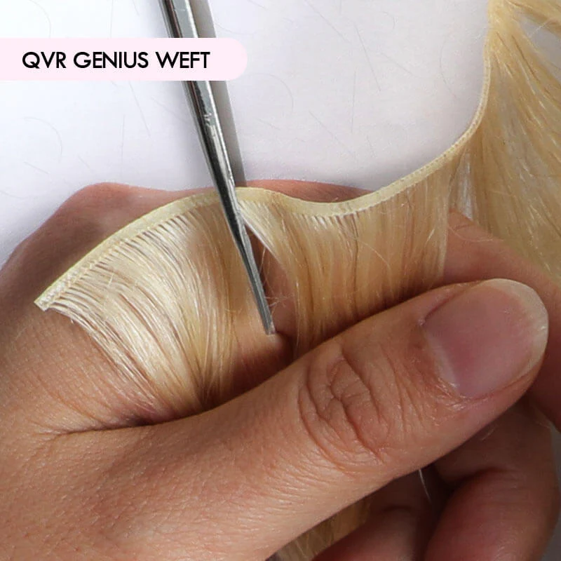 QVR Quick Weave Human Hair Bundles Blonde Straight Invisible Genius Weft Sew In Hair Extensions - Image 6