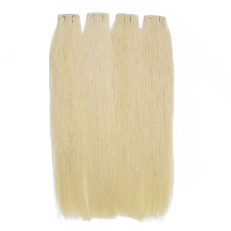 QVR Quick Weave Human Hair Bundles Blonde Straight Invisible Genius Weft Sew In Hair Extensions - Image 8