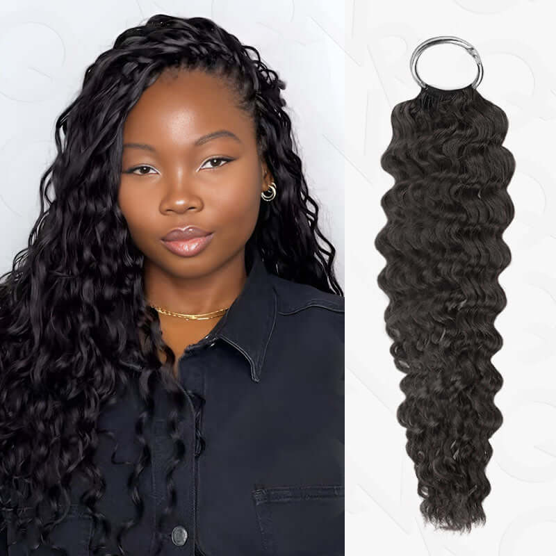 QVR Ramen Curl Crochet Hair Natural Black Machine Made Feather Crochet Human Hair Extension - Image 16
