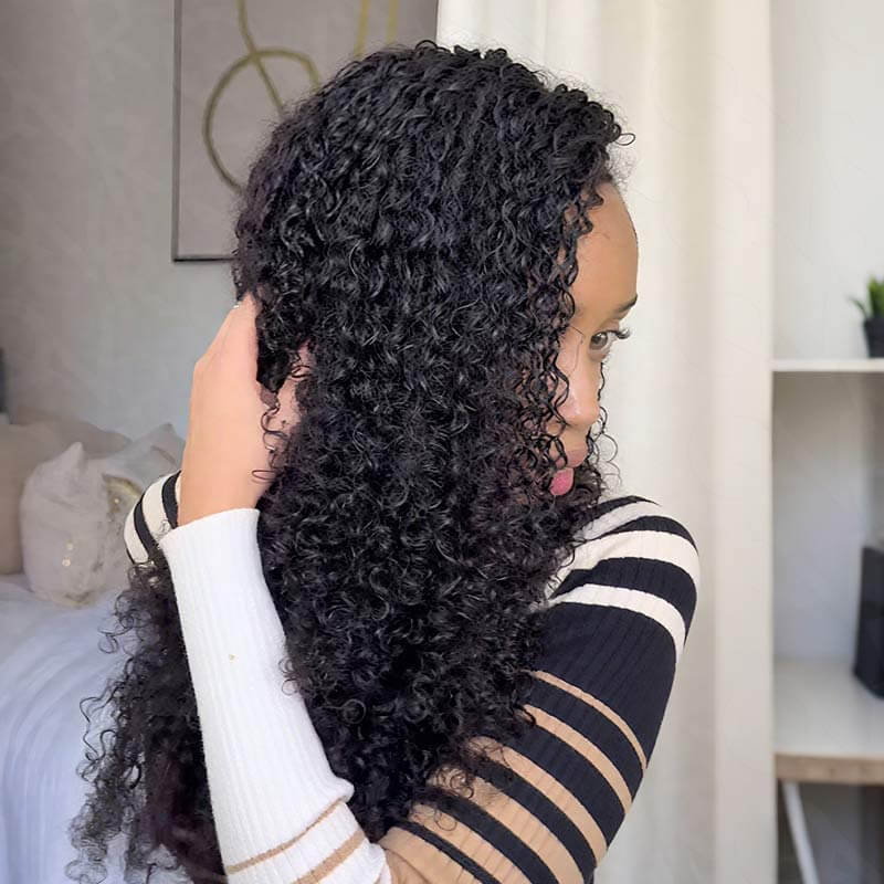 QVR Ramen Curl Crochet Hair Natural Black Machine Made Feather Crochet Human Hair Extension - Image 4