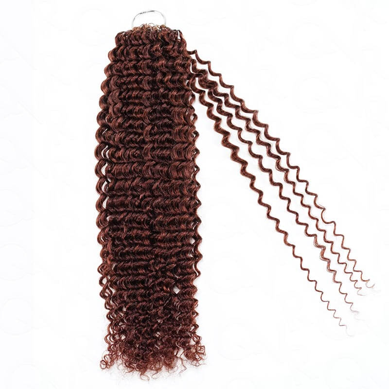 QVR Bright Brown #35D Human Crochet Hair Small Kinky Curly Machine Made Feather Crochet Hairstyle - Image 12