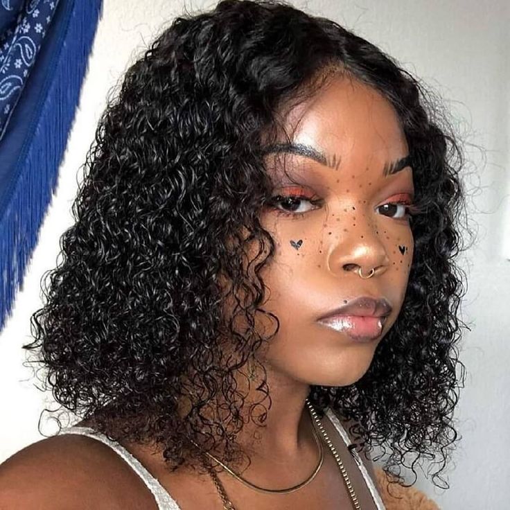 QVR Short Bob Wigs 4x4 Lace Closure Curly Bob Wigs Human Hair Wigs Natural Black - Image 5