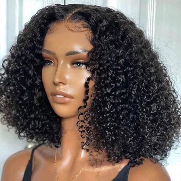 QVR Short Curly Bob Wigs 13x4 Lace Frontal Bob Wigs Human Hair Wigs - Image 5