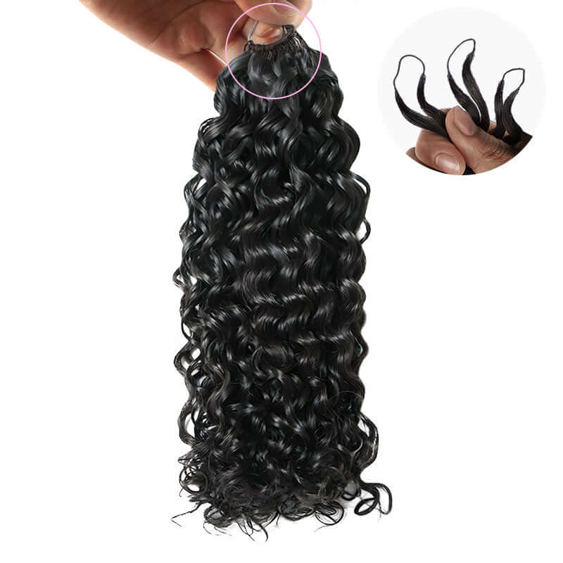 QVR Soft Kinky Curly Feather Crochet Braid Natural Black Wavy Human Hair Extensions - Image 8