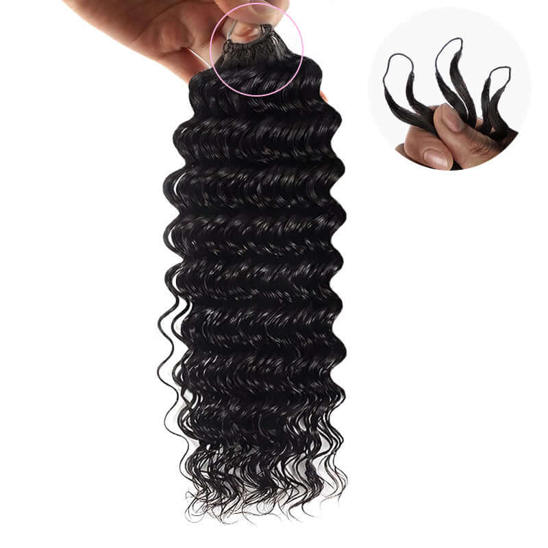 QVR Soft Natural Black Straight Feather Crochet Braid Human Hair Extensions - Image 10