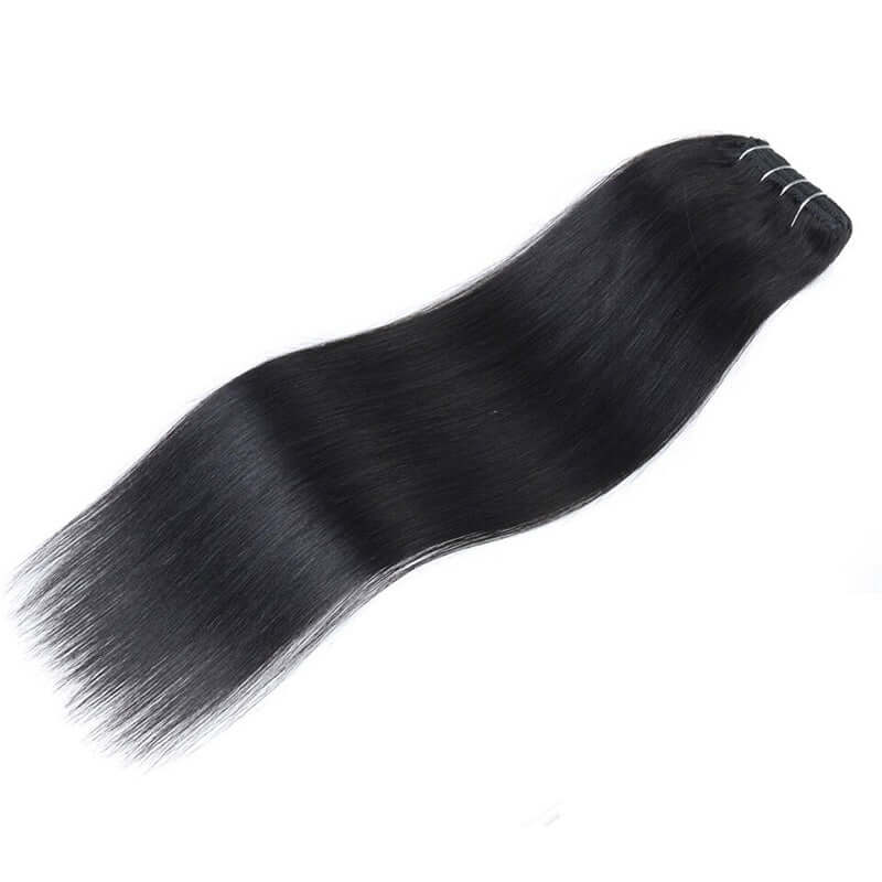 QVR Straight 7Pcs Clip in Virgin Human Hair Extensions Brazilian Natural Black Color Hair - Image 5