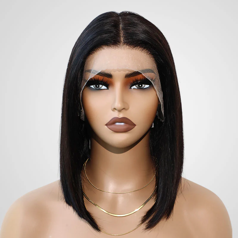 QVR Straight Short Bob Wigs Pre Plucked 4x4 Lace Closure Human Hair Wigs 180% Density - Image 6