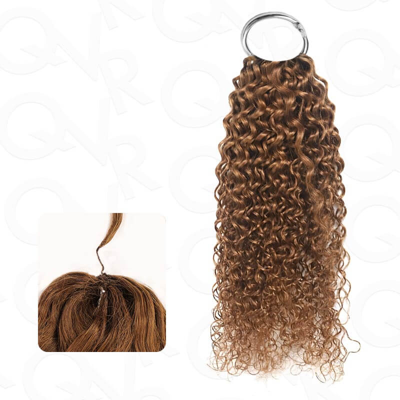 QVR Dark Brown #4 Crochet Hair Small Kinky Curly Machine Made Feather Human Hair Extension - Image 13