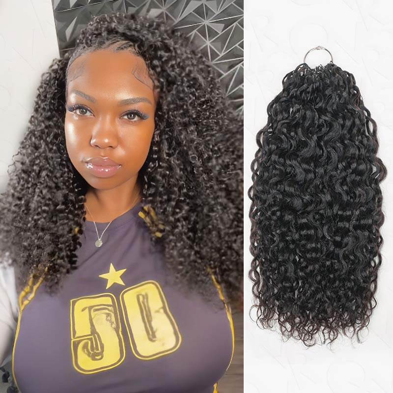 QVR Twist Curly Crochet Hair Natural Black Machine Made Feather Human Hair Extension - Image 3